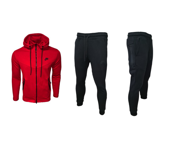 Мъжки спортен екип Nike Tracksuit Tech Fleece Red Black 2